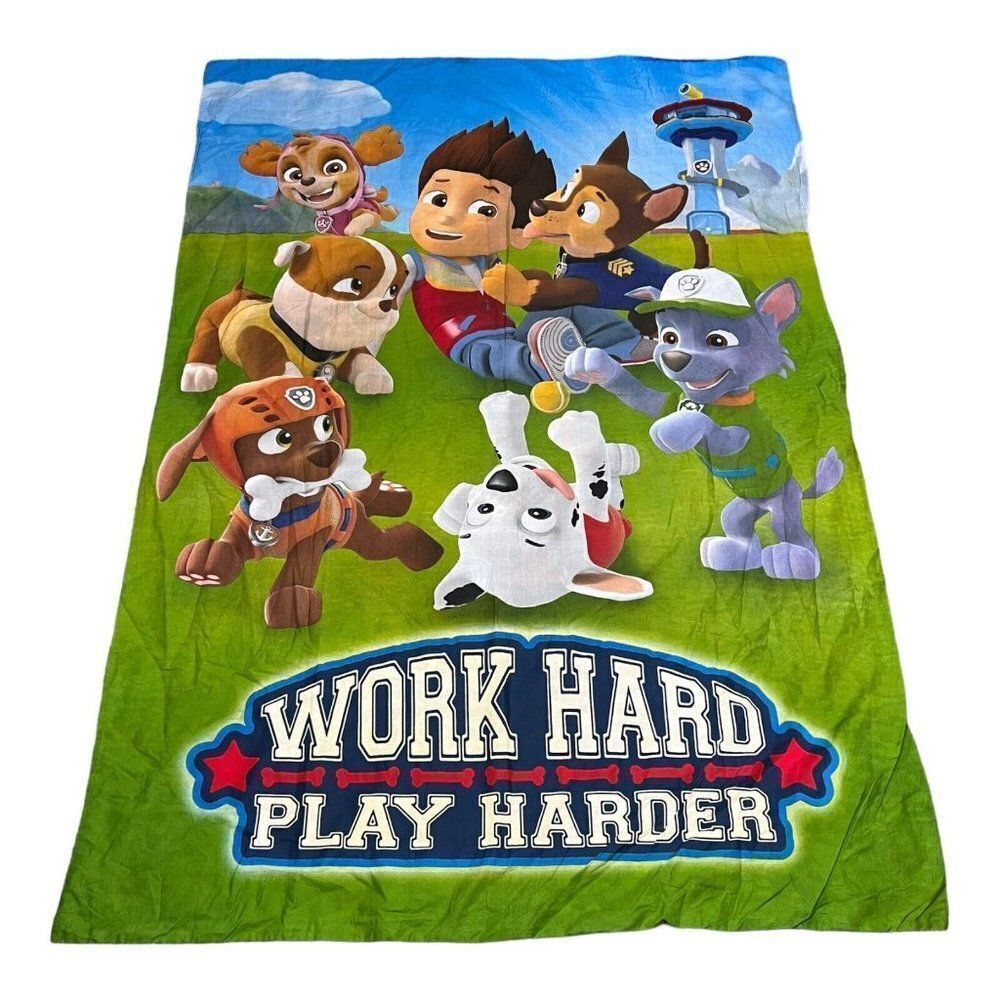 Paw Patrol Duvet Cover Twin Size Chase Work Hard Play Harder Reversible